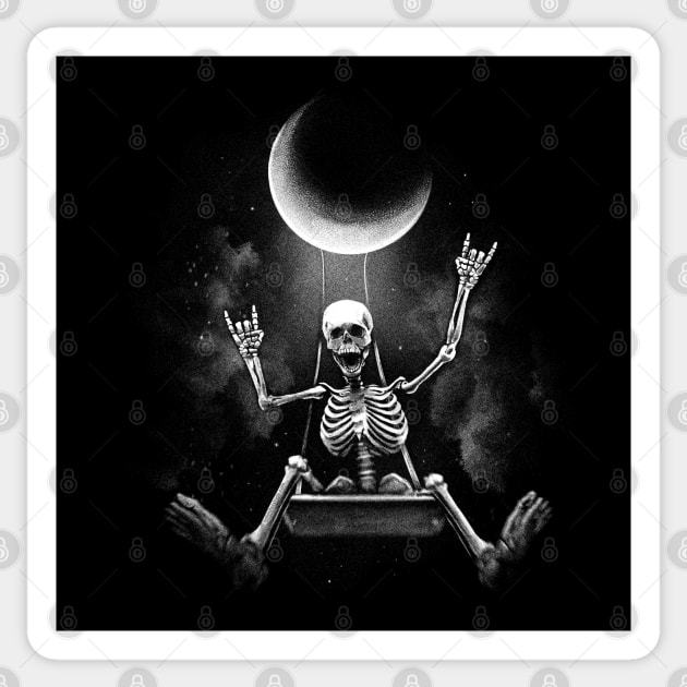 Skeleton Rock on Moon Spooky Halloween Rock Band Scary Grunge Sticker by creative
